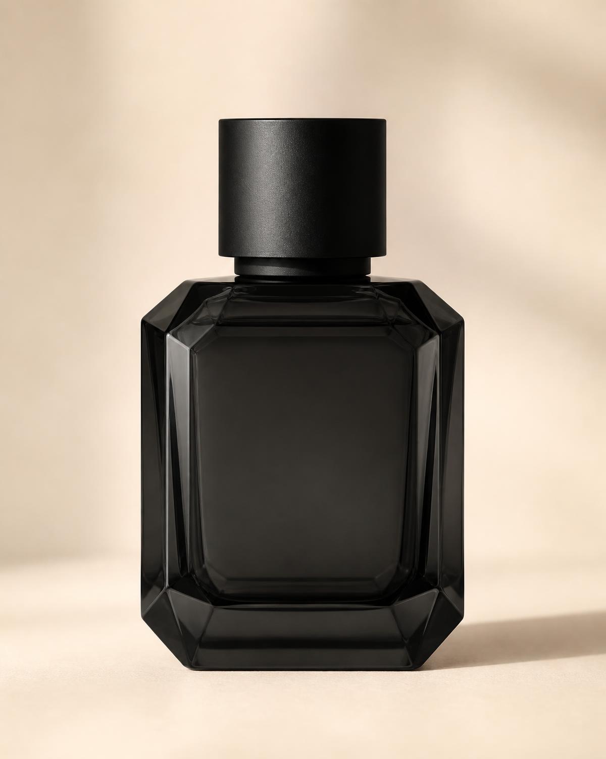 A fragrance bottle stored in a dark, cool interior setting