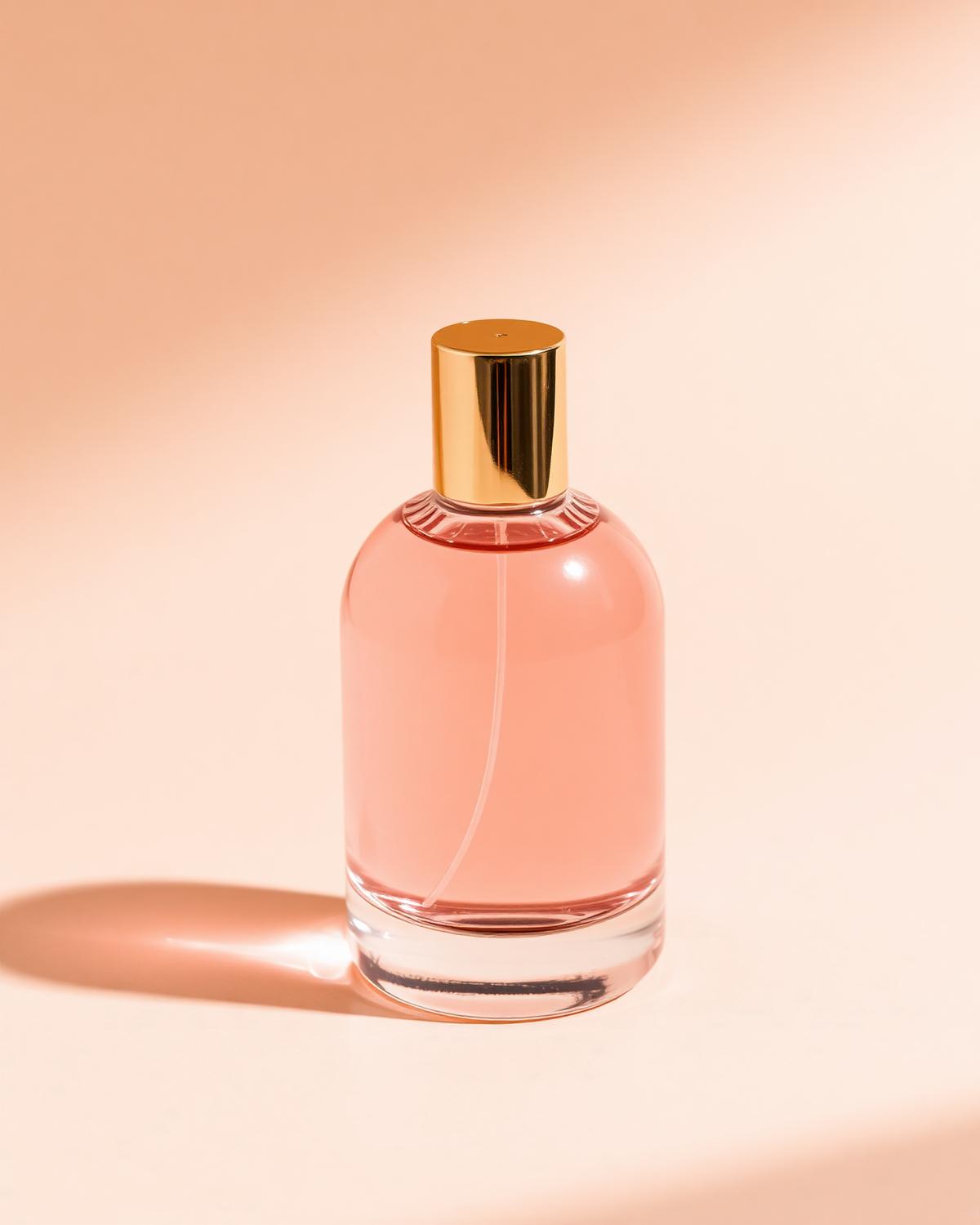 Editorial fragrance still life in soft daylight